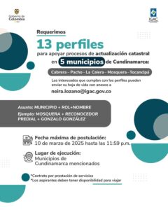Lee más sobre el artículo ¿ + de 100 empleos en proyectos Catastrales en Cundinamarca? , 5 municipios , 13 perfiles?